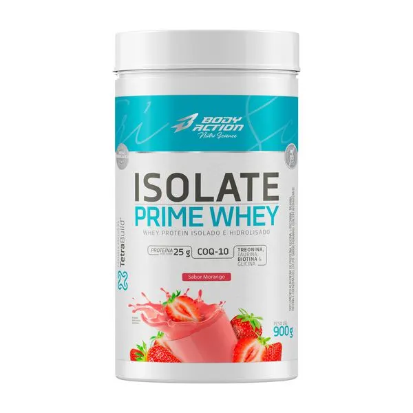 Whey protein isolate prime whey morango 900g bodyaction