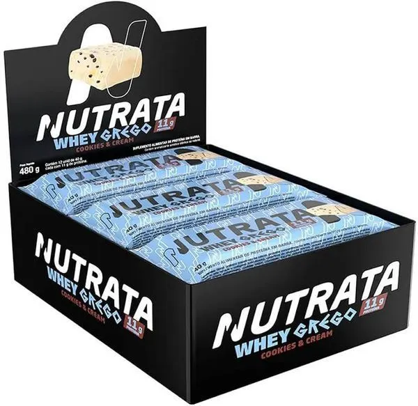 Barra de proteína nutrata grego bar cookies & cream