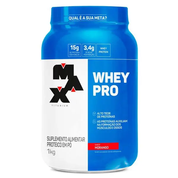 Whey pro morango max titanium 1 kg