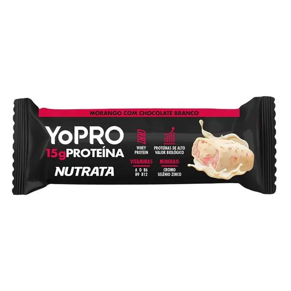 Barra de proteína yopro sabor morango com chocolate branco  55g
