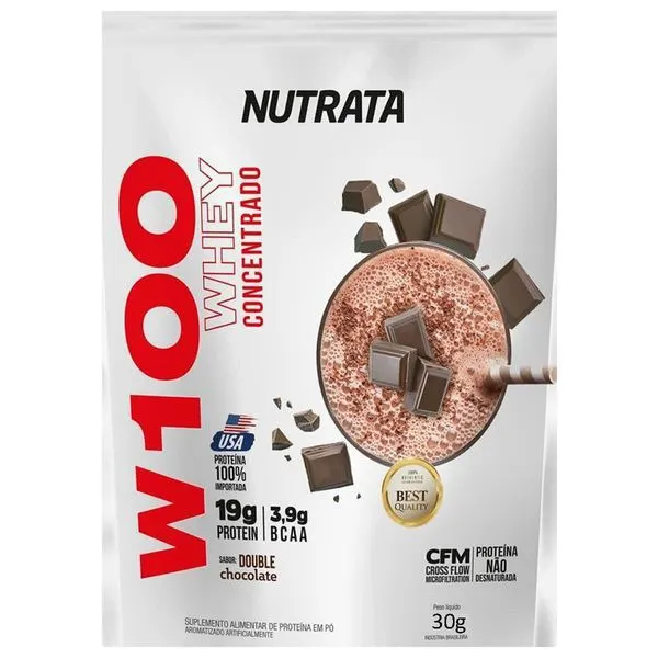 Whey concentrado w100  duplo chocolate 30g nutrata