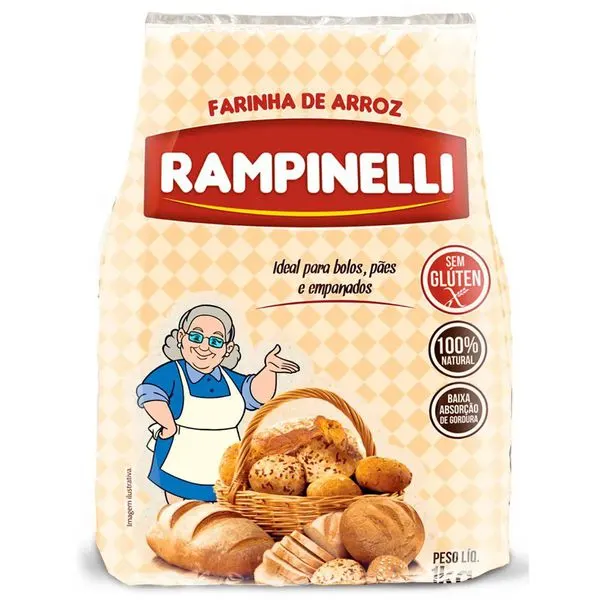 Farinha de arroz integral sem glúten 1kg