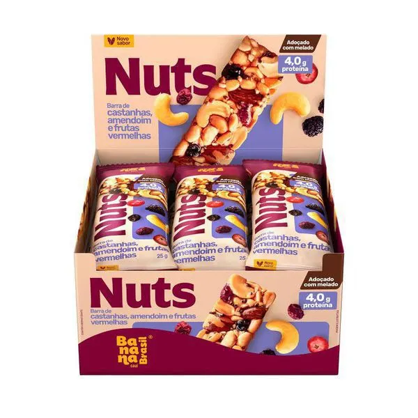 Nuts bar castanha amendoim e frutas vermelhas 25g