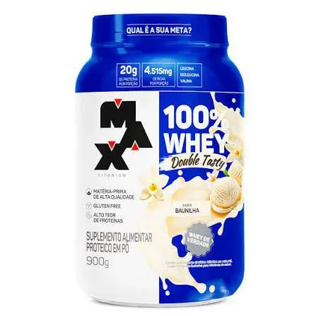 100% whey double tasty pote 900g sabor baunilha