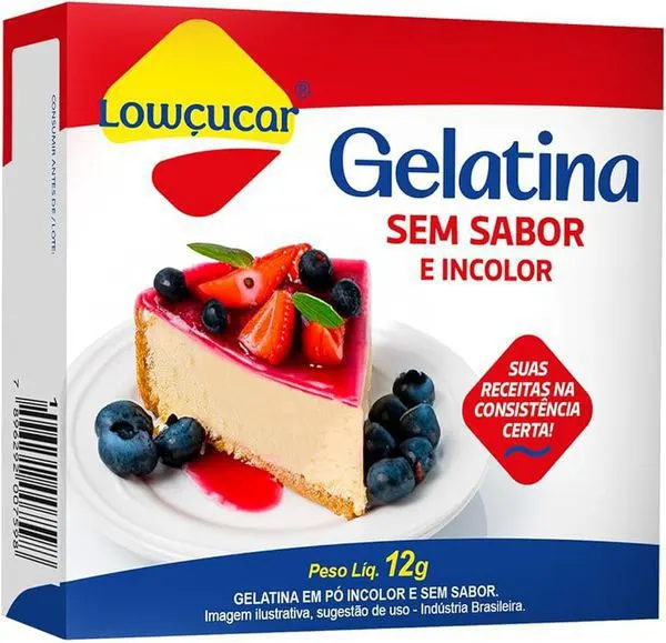 Gelatina em pó sem sabor e incolor 12g lowcucar