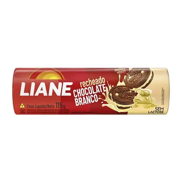 Biscoito recheado s/lactose 115g chocolate branco liane