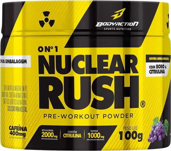 Pre treino nuclear rush body action uva 100g