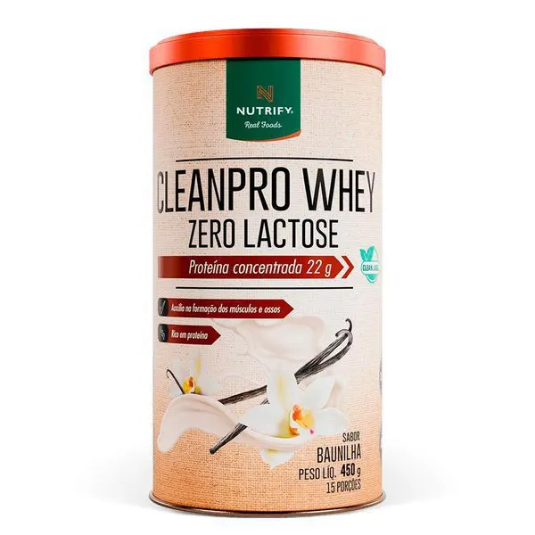 Cleanpro whey zero lactose baunilha nutrify 450g