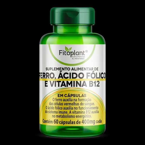 Ferro ácido fólico vit b12 400mg 60 caps fitoplant
