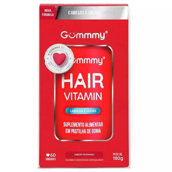 Gummy hair vitamin 60 gomas 180g morango