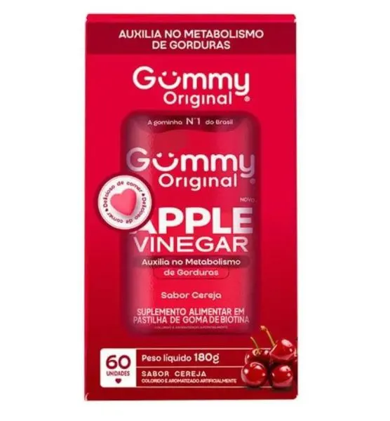 Vinagre de maca cereja 60 gomas 180g- gummy gvm01