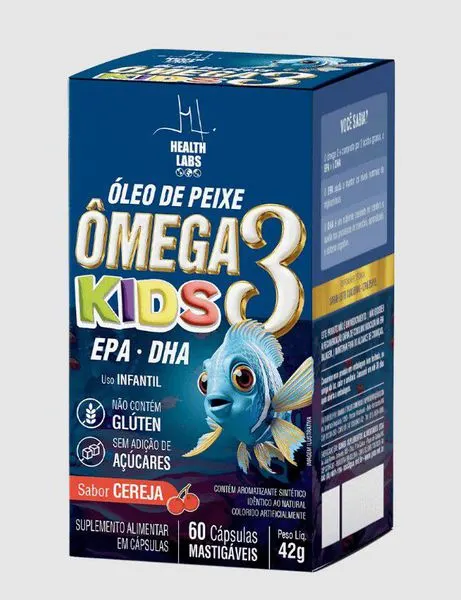 Oleo de peixe omega 3 kids 60cps cereja - health labs