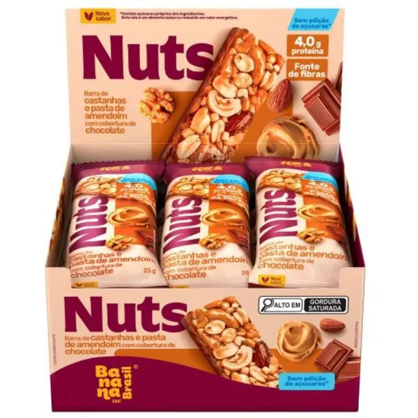 Nuts bar castanha, pasta amendoim e choc 25g