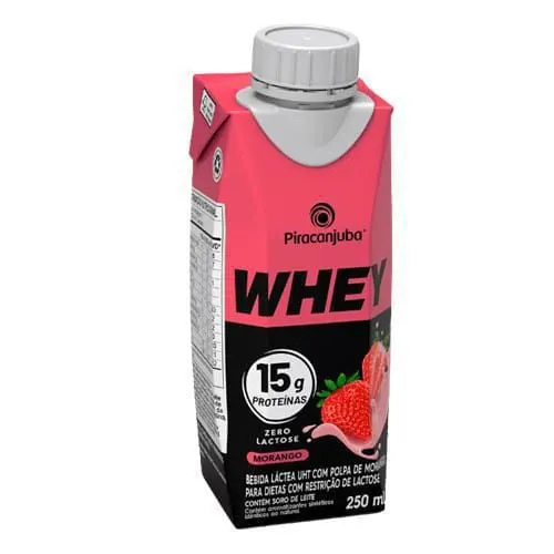 Bebida láctea whey 15g piracanjuba morango250ml
