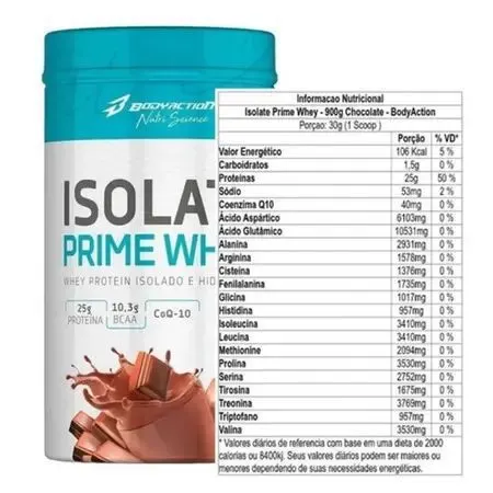 Whey protein isolate prime whey chocolate900g bodyaction