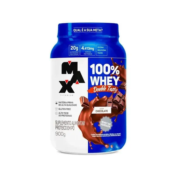 100% whey double tasty pote 900g sabor chocolate