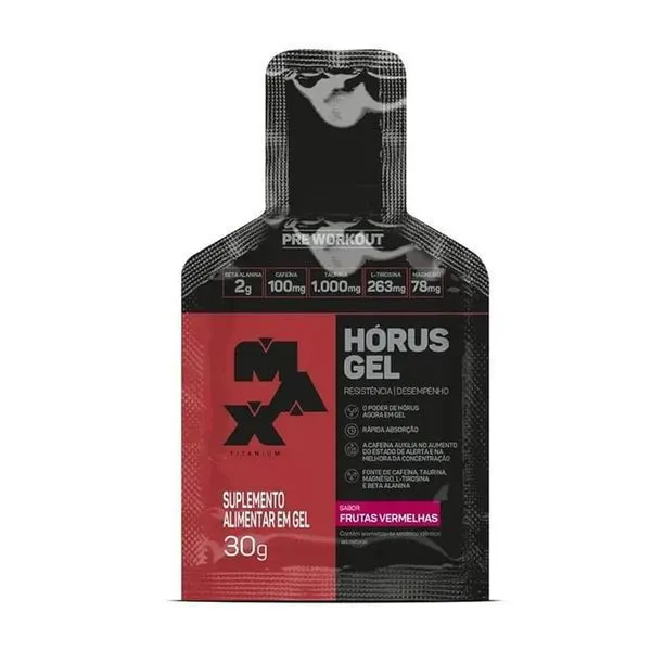 Hórus frutas vermelhas 30g pré-treino em gel max titanium