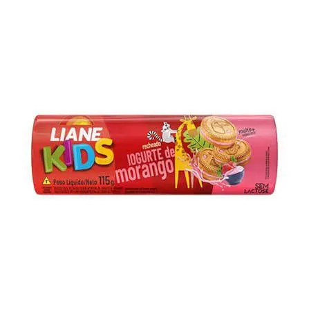 Biscoito recheado kids 115g iogurte de morango sem lactose liane