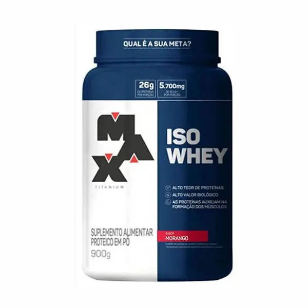 Whey protein iso whey morango 900g max titanium