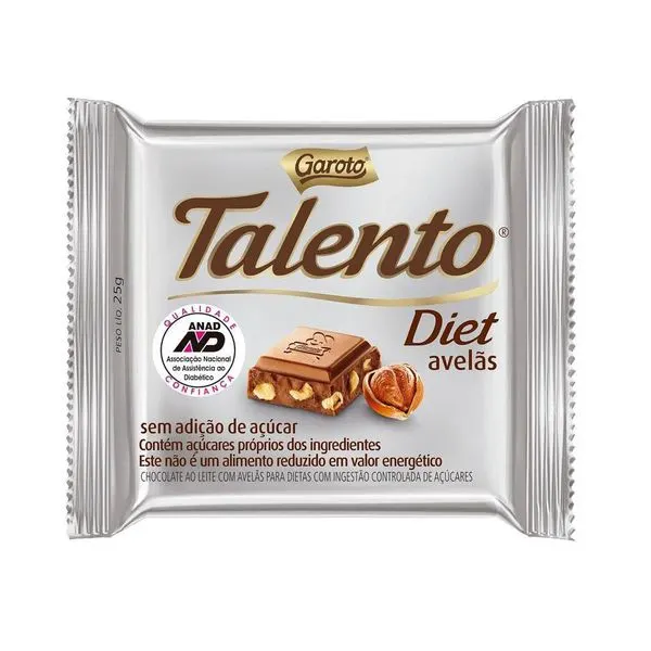 Chocolate talento diet avelã 25g nestle