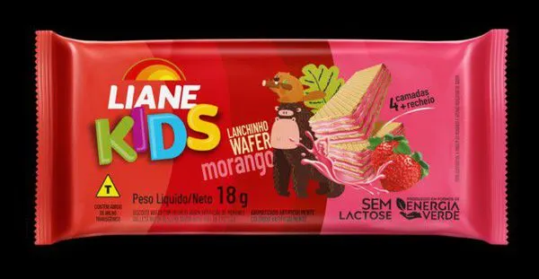 Biscoito wafer lanchinho morango liane 18g
