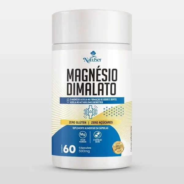 Magnésio dimalato 120 caps 590 mg natuser