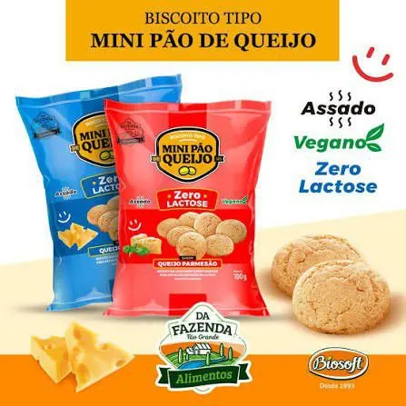 Biscoito tipo pão de queijo parmesão 100gr zero lactose
