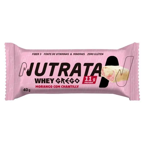 Barra de proteína whey grego 40g morango
