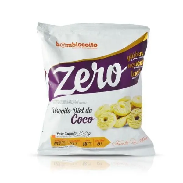 Biscoito diet zero glúten/ açúcar/ lactose 100g coco bombiscoito