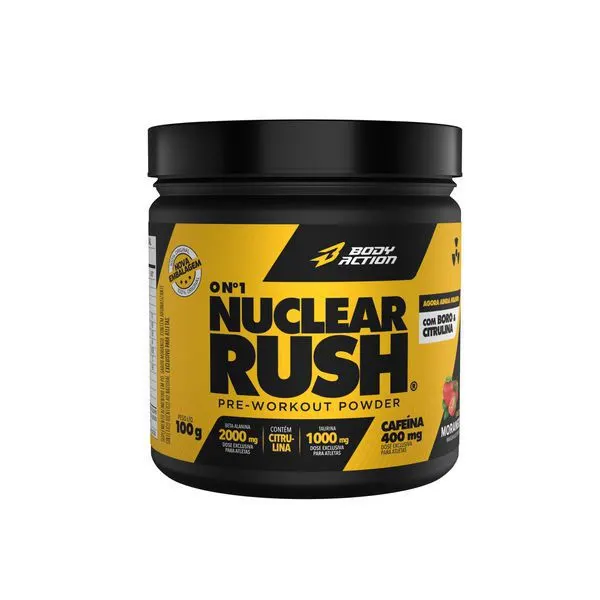Pre treino nuclear rush body action morango 300g