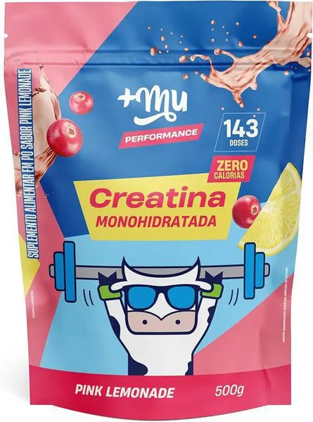 Creatina + mu sabor pink lemonade 100% pura 500g