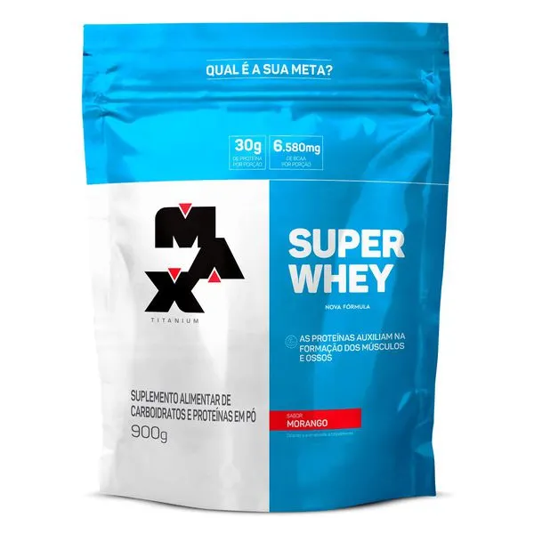 Super whey refil 900g morango v02 max titanium
