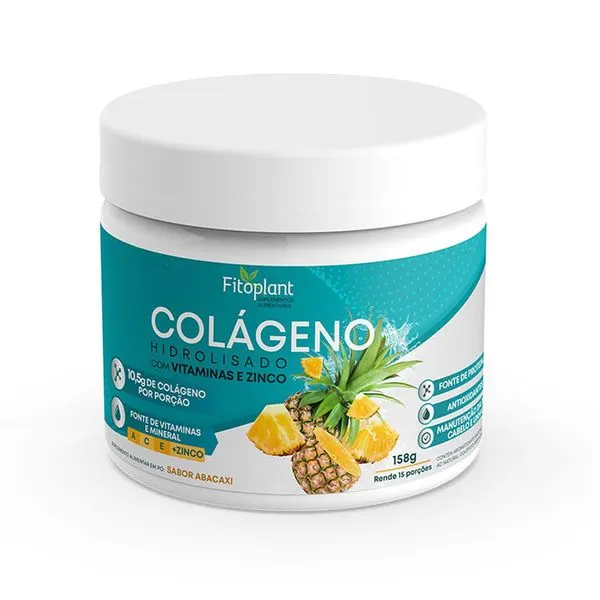 Colágeno hidrolisado pó 180g abacaxi fitoplant