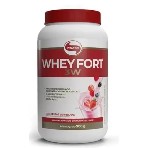 Whey fort 3w vitafor 900g frutas vermelhas