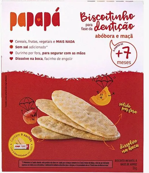Biscoitinho para fase da dentição papapá de maçã e abóbora 36g