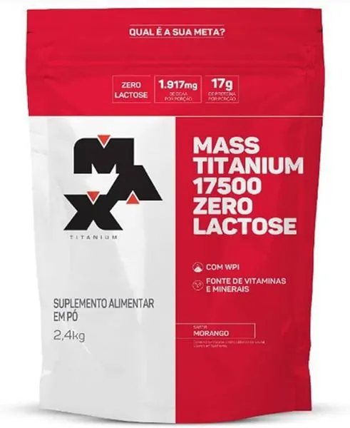 Mass titanium 17500 zero lactose refil 2,4kg morango max titanium